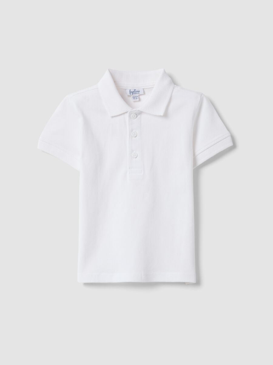 Polo in puro cotone organico bianca da bimbo regular fit_0
