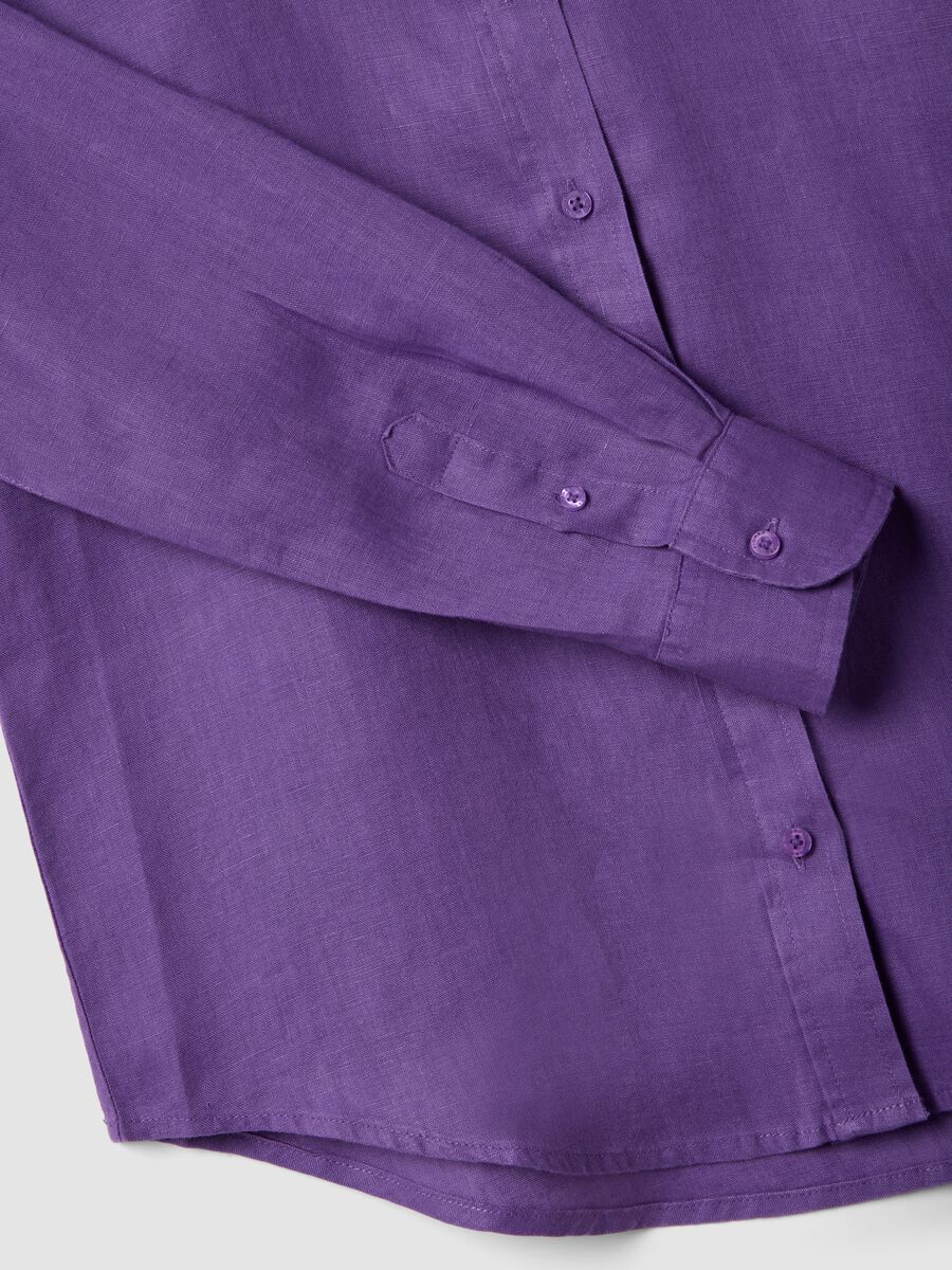 Purple pure linen regular fit shirt_5