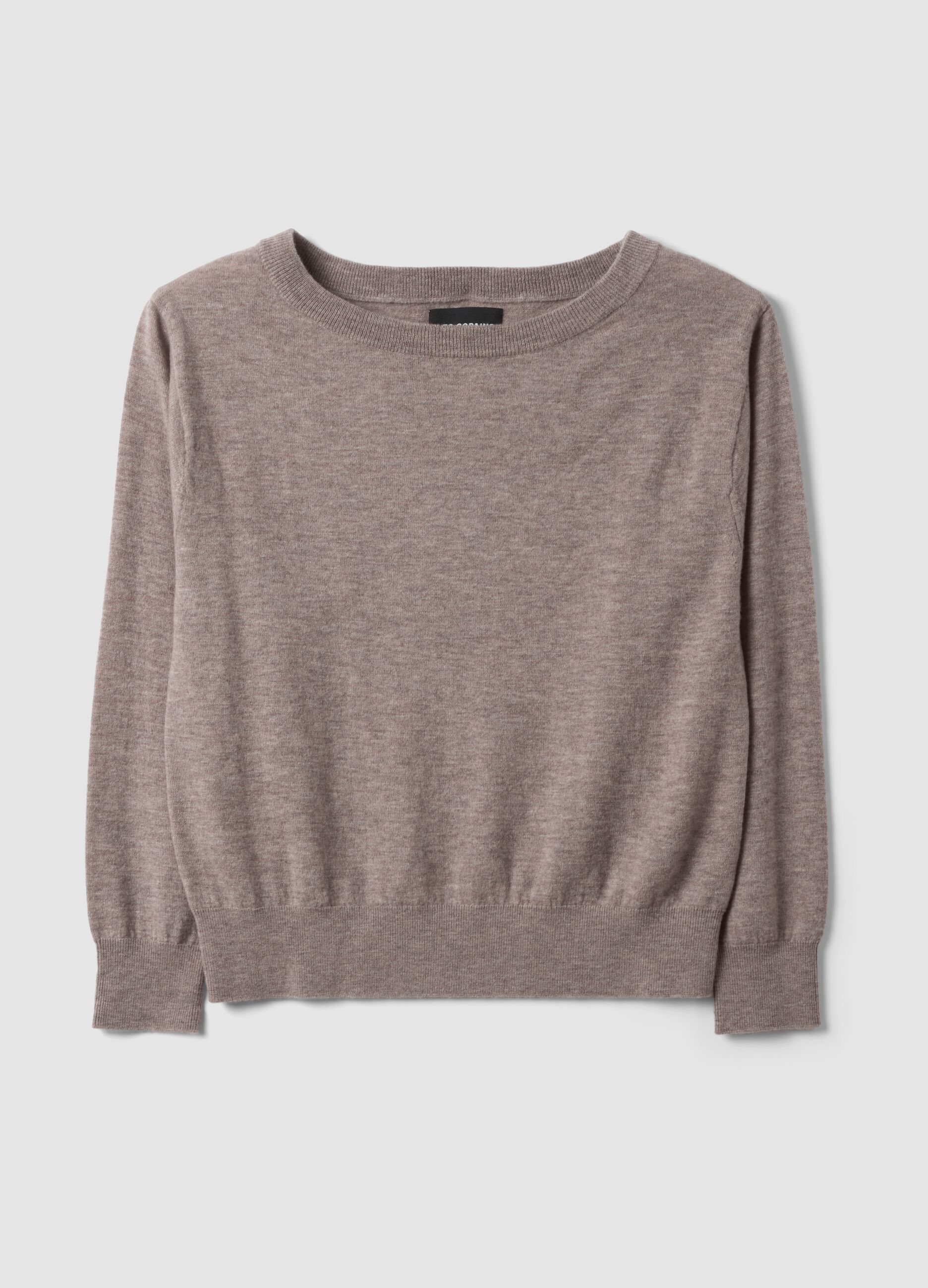 Grey pure wool boat-neck jumper