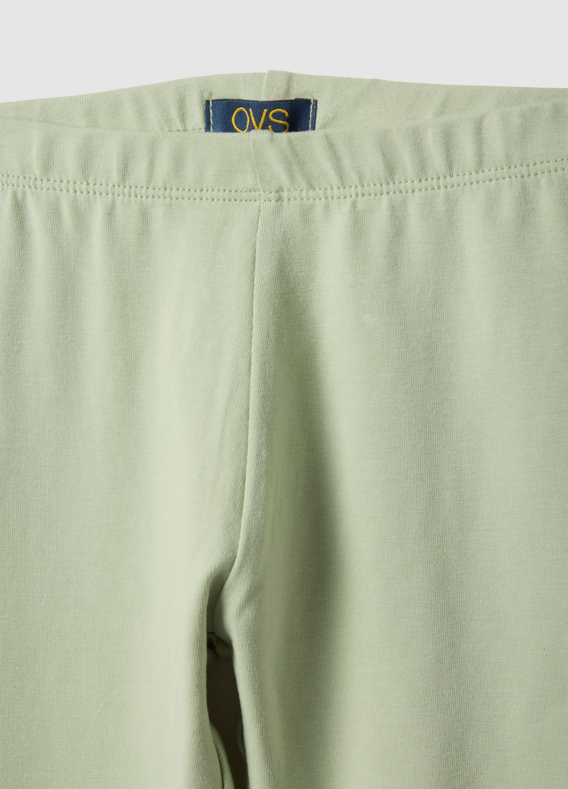 Girls' Slim Fit Green Stretch Cotton Leggings