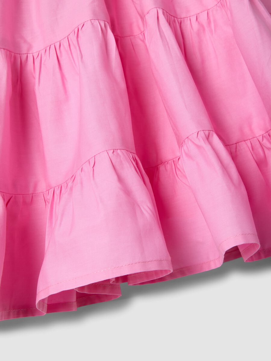 Girls' Pink Sleeveless Pure Cotton Dress with Ruffle Detail_3
