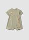 Green organic cotton baby romper with animal print_0
