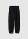 Girls' pure black cotton regular fit trousers_4
