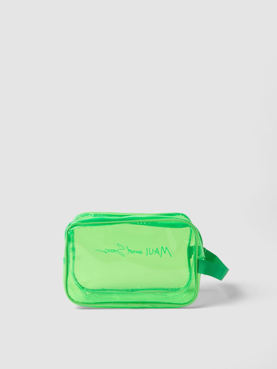 Green toiletry bag with zip closure_1