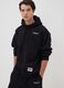Black cotton-blend hoodie with logo_0