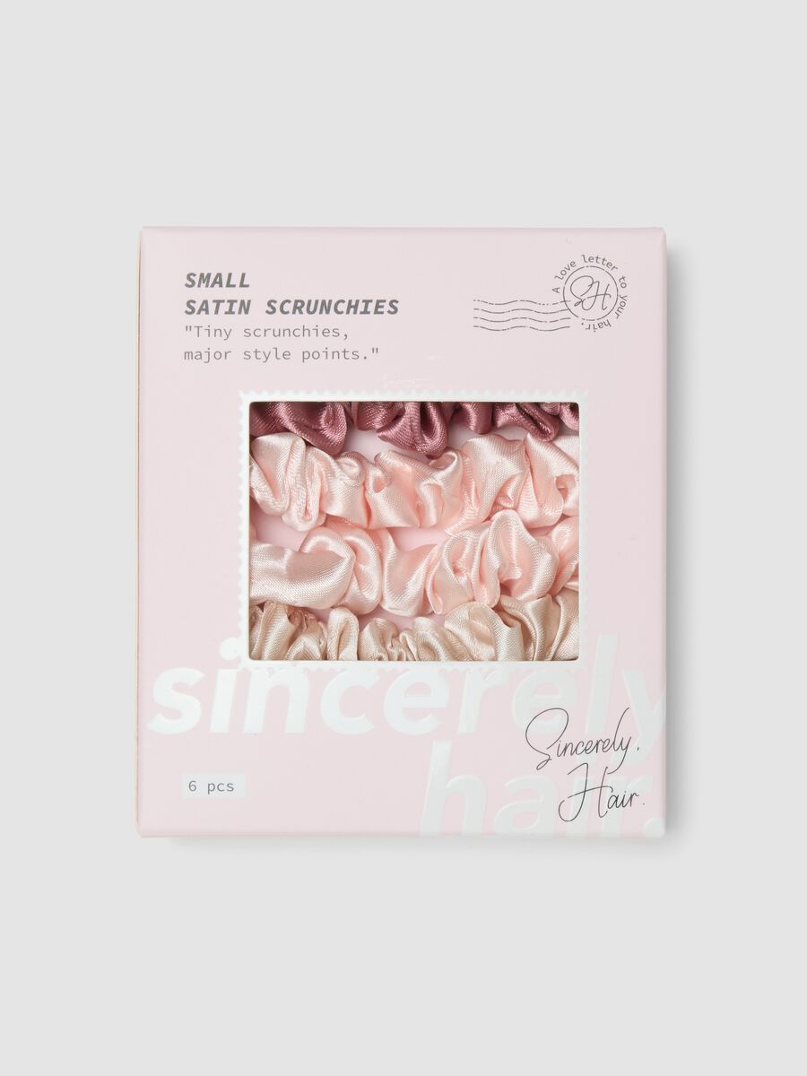 SINCERELY HAIR Small Satin Scrunchies (6-Pack) Pink & Mauve_0