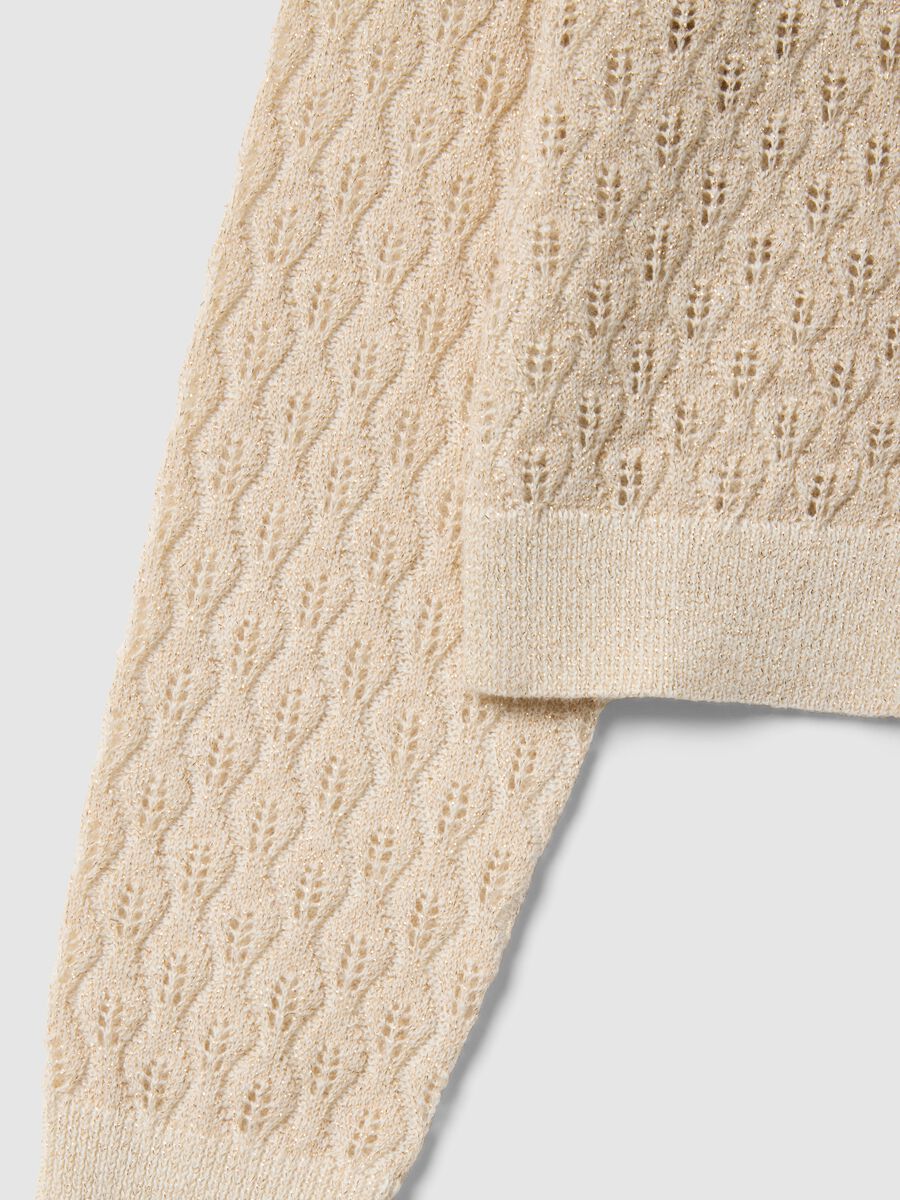 Girls' regular fit beige cotton-blend cardigan_2