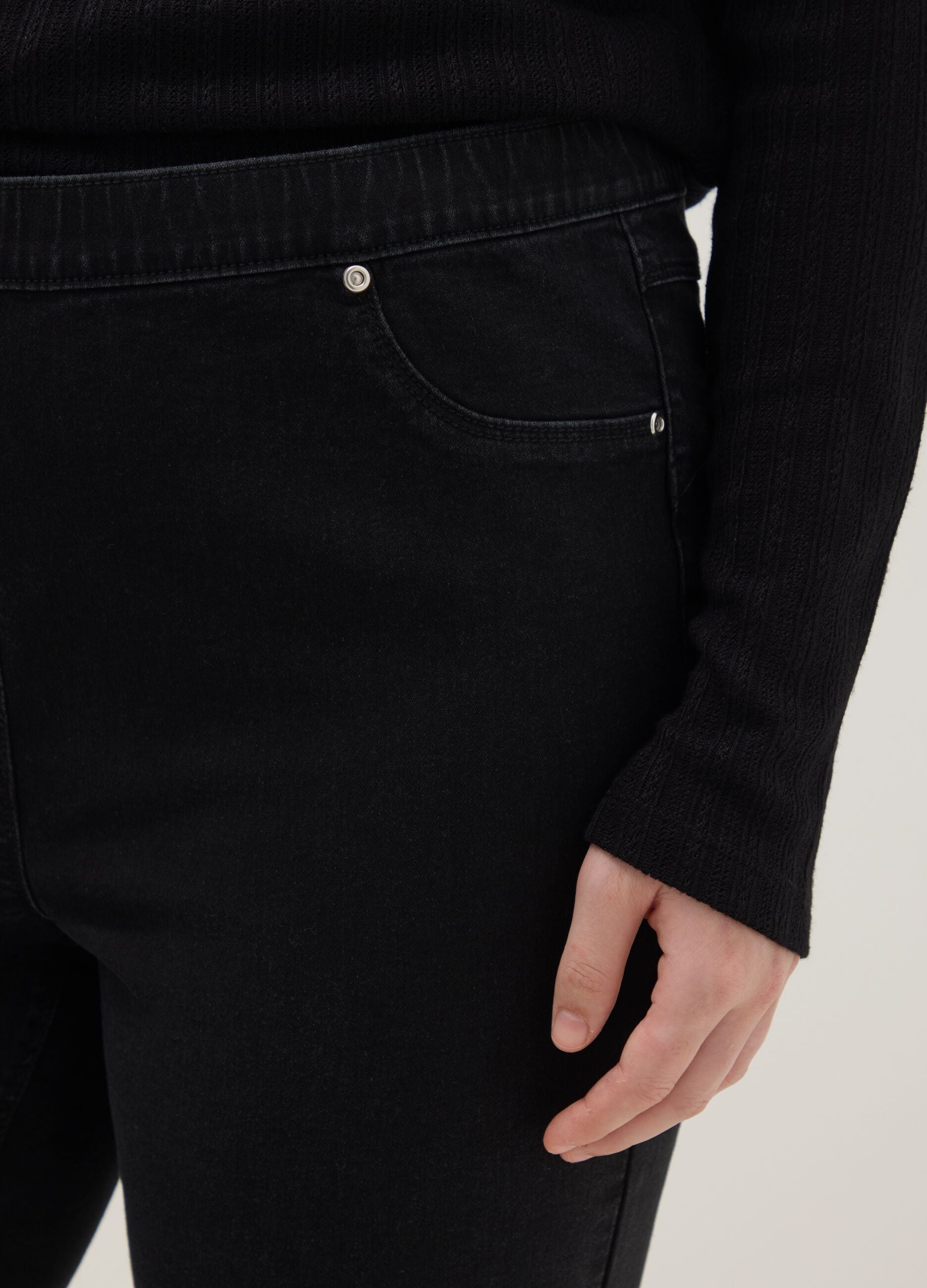 Black Stretch Cotton Skinny Fit Trousers
