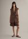 Brown regular fit lyocell and linen blend waistcoat with belt_1