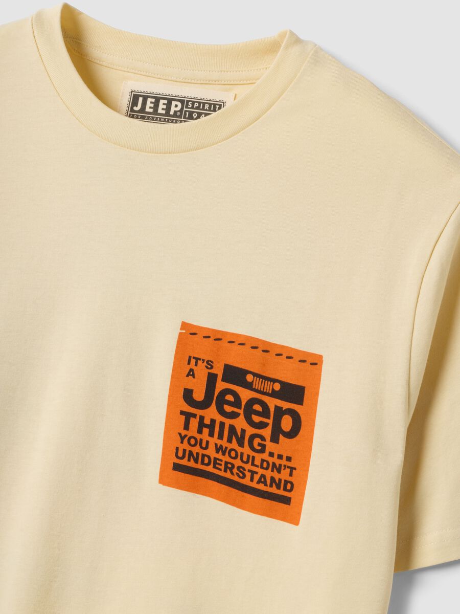 T-shirt beige in puro cotone con girocollo e stampa Jeep_1