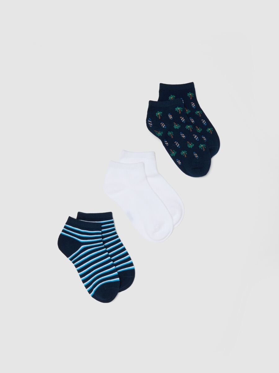 Multicolour organic cotton blend kids' sock tripack_0