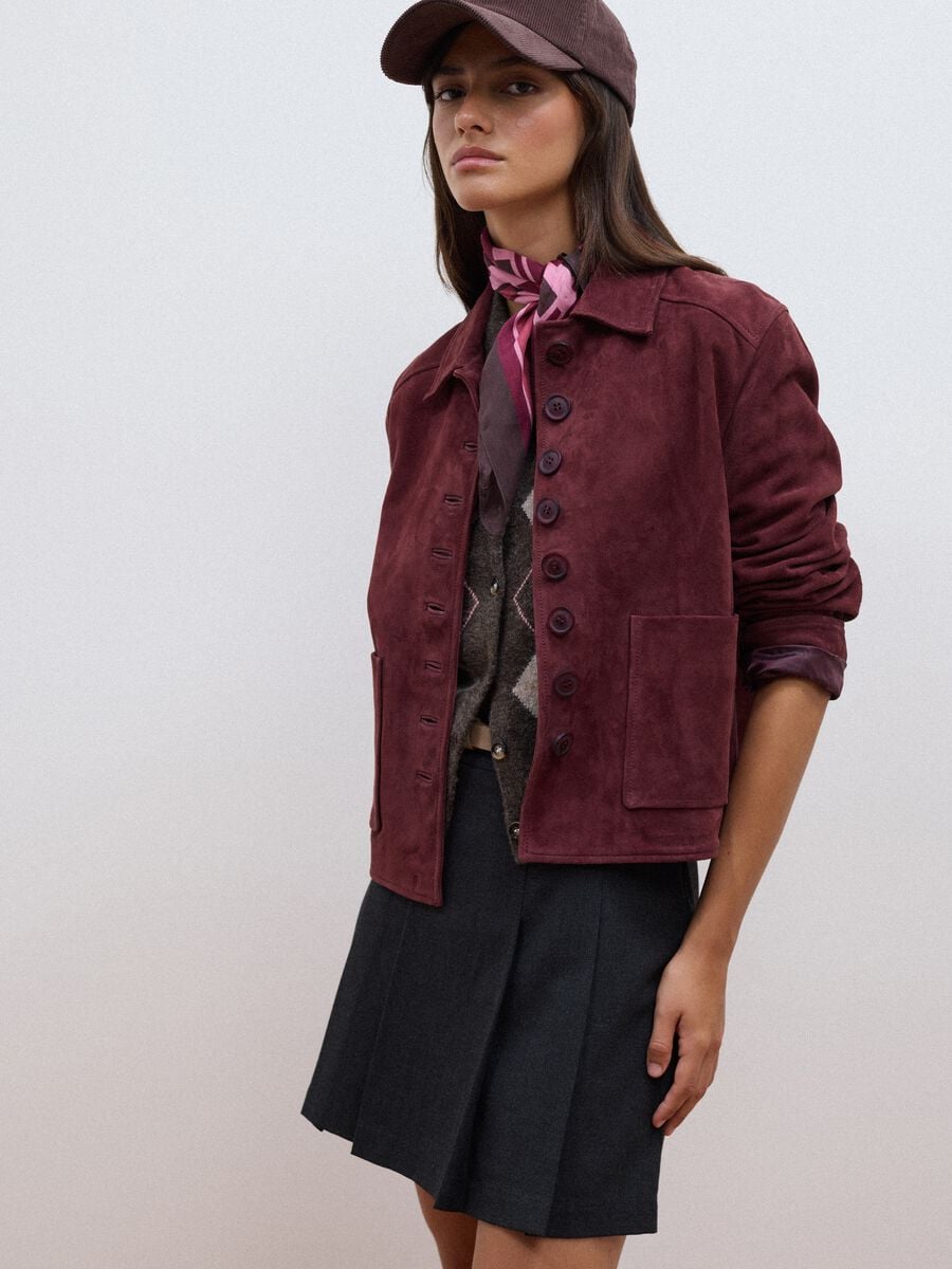 Red genuine leather jacket, regular fit_0