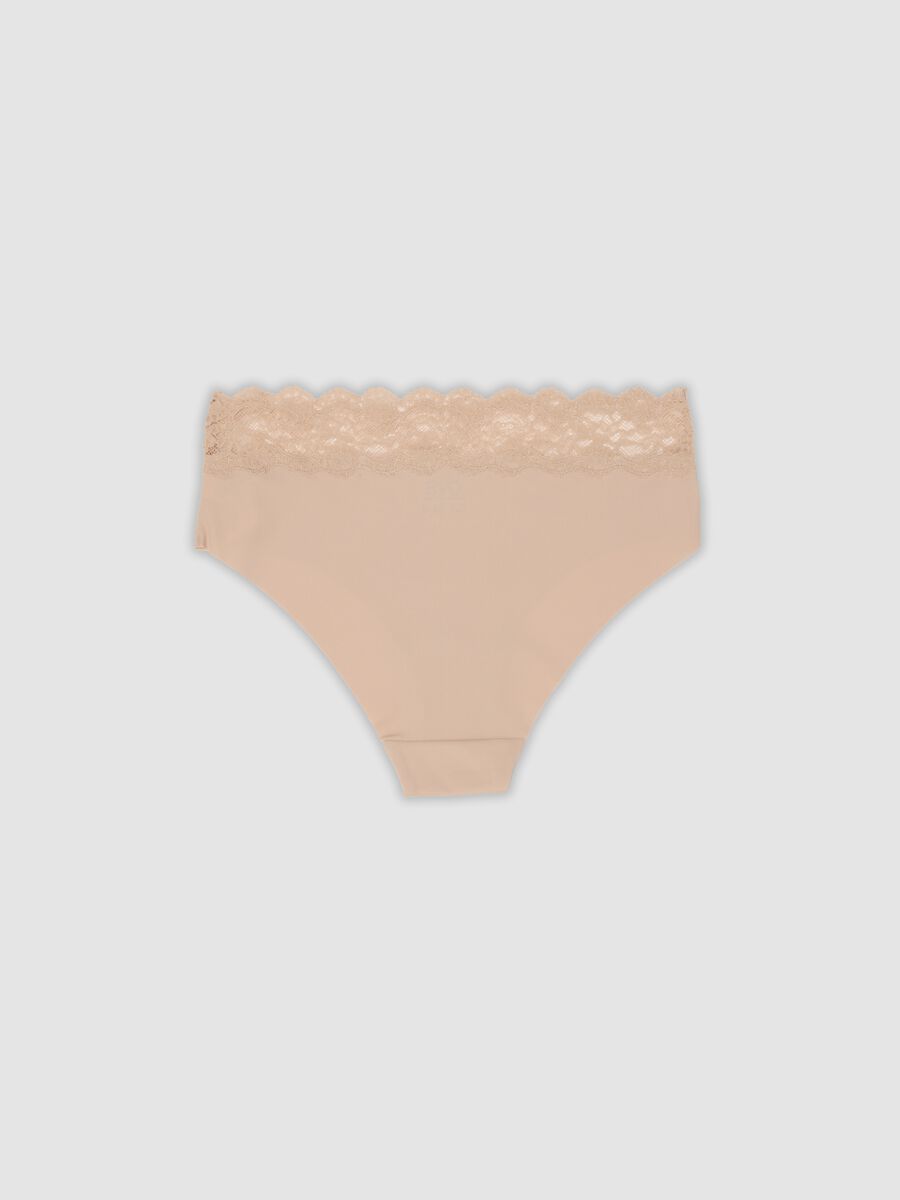 Beige stretch microfibre briefs with lace_5
