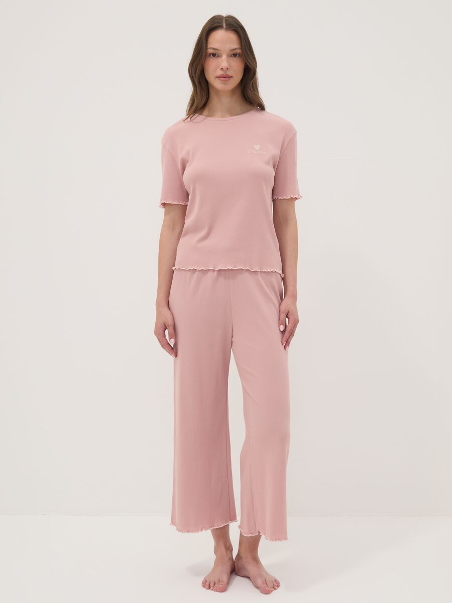 Pink pure organic cotton ribbed pyjamas_0