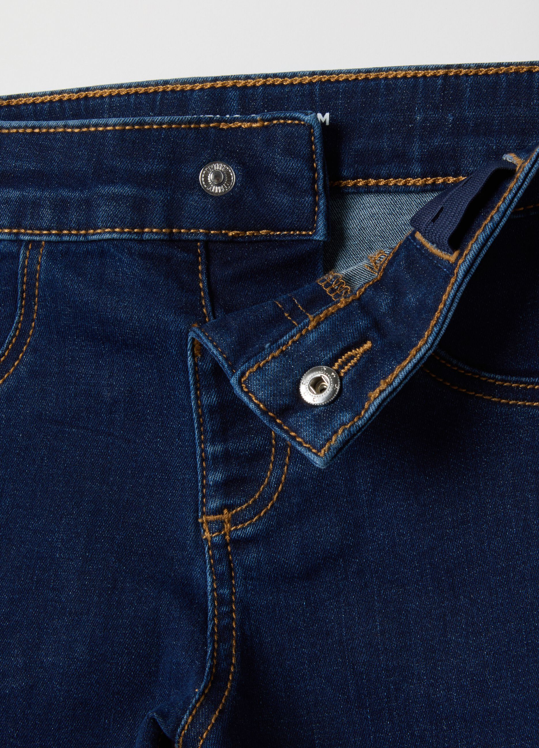 Blue regular fit cotton blend flare jeans for girls