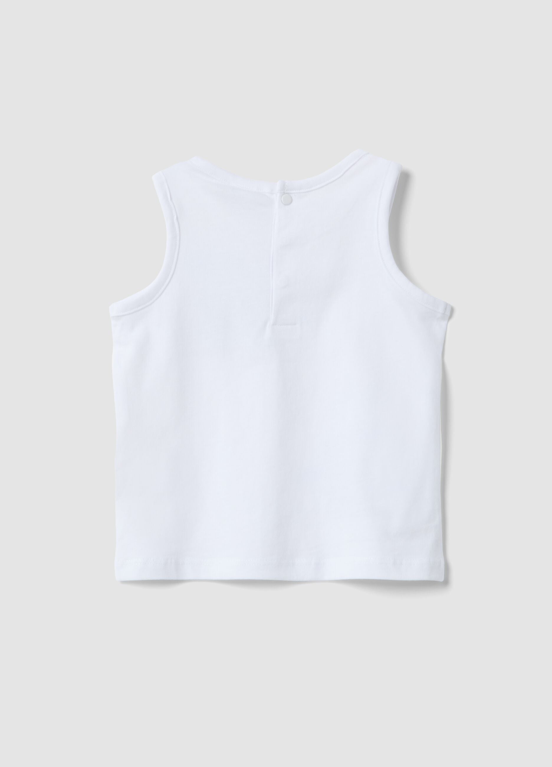 White pure cotton boys&rsquo; vest, regular fit, with crab prints