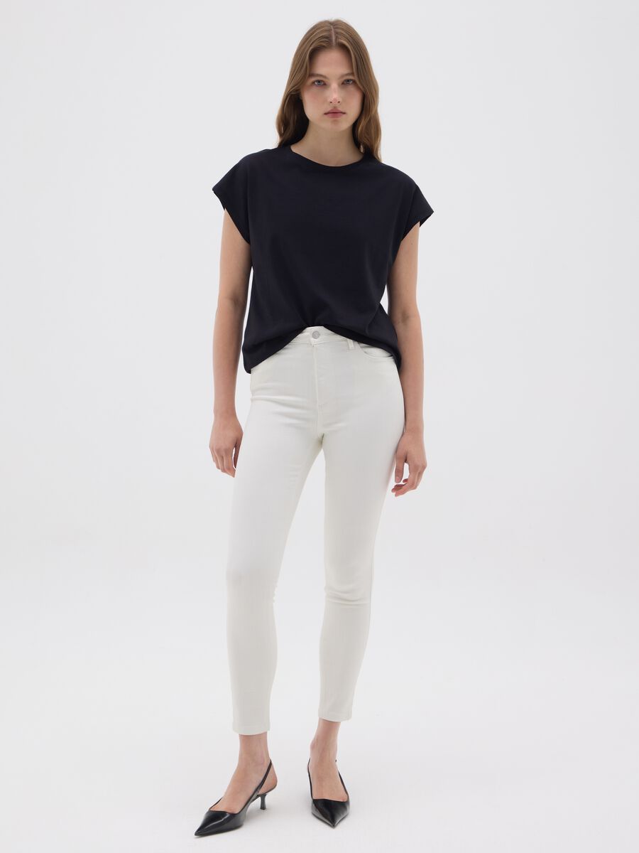Women's white skinny fit denim jeans_0