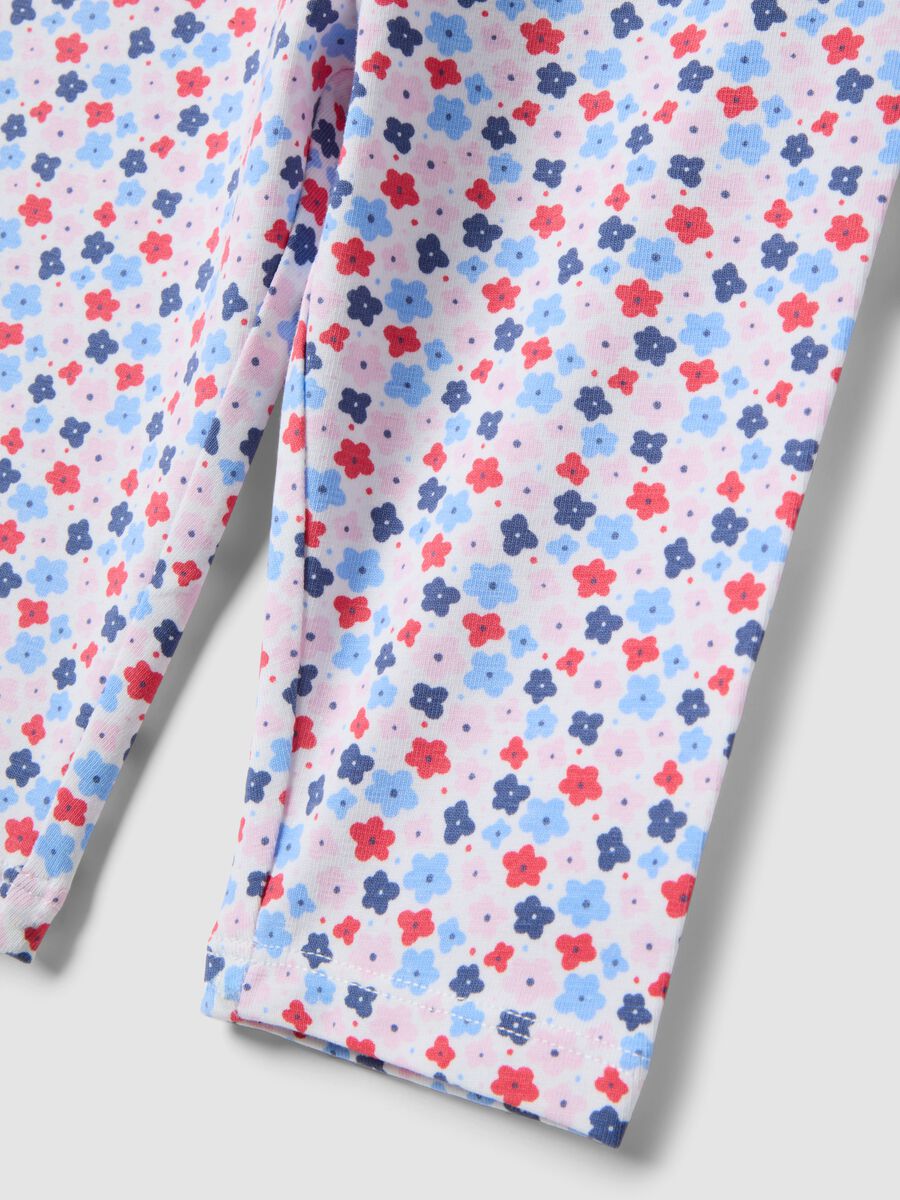 Leggings slim in cotone elasticizzato multicolor da bimba con fiori_3