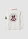 White pure cotton long-sleeve polo with Mickey & Friends print_1