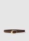 Brown genuine leather belt with golden buckle_0