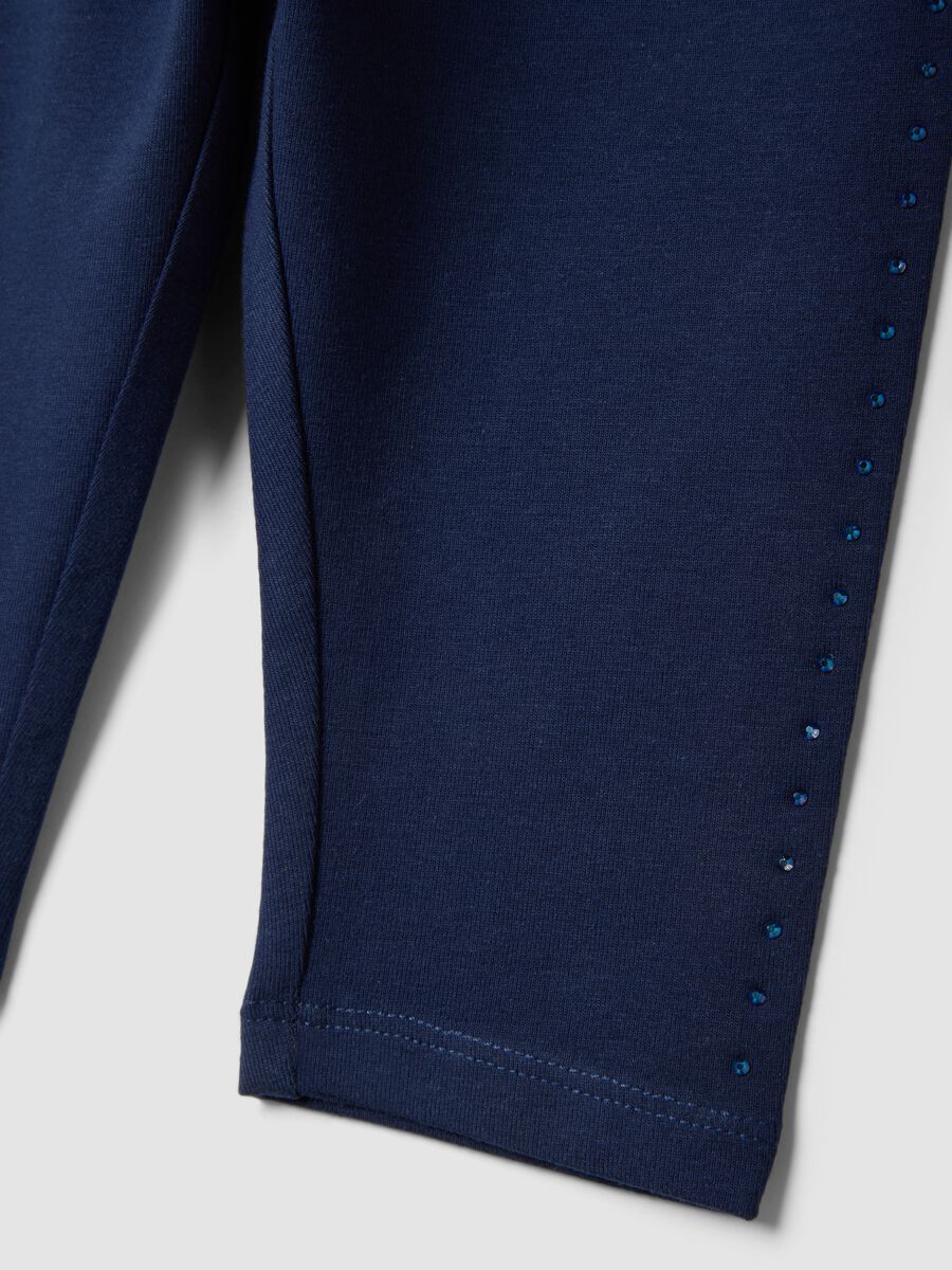 Leggings in cotone elasticizzato blu da bimba slim fit_3