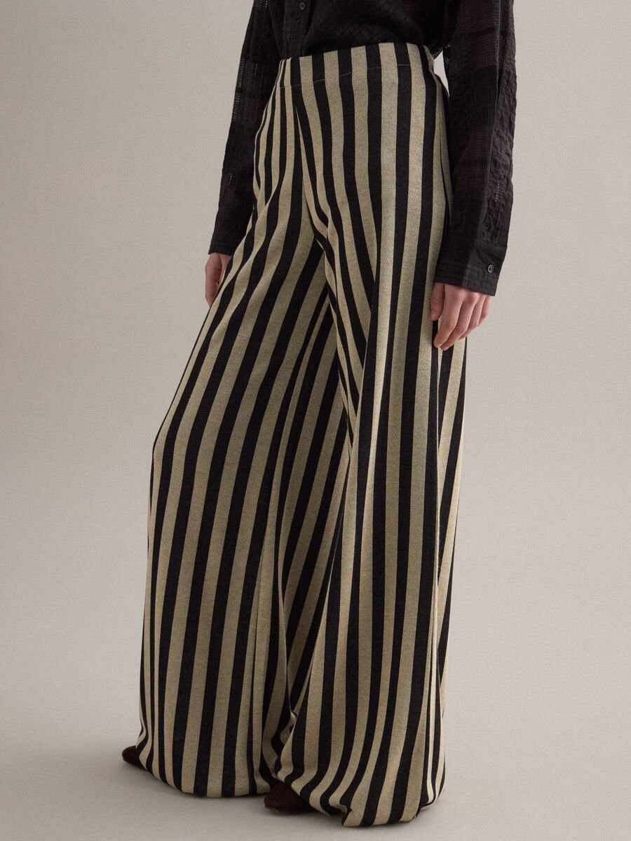 Pantaloni in misto viscosa a righe multicolor regular fit_3