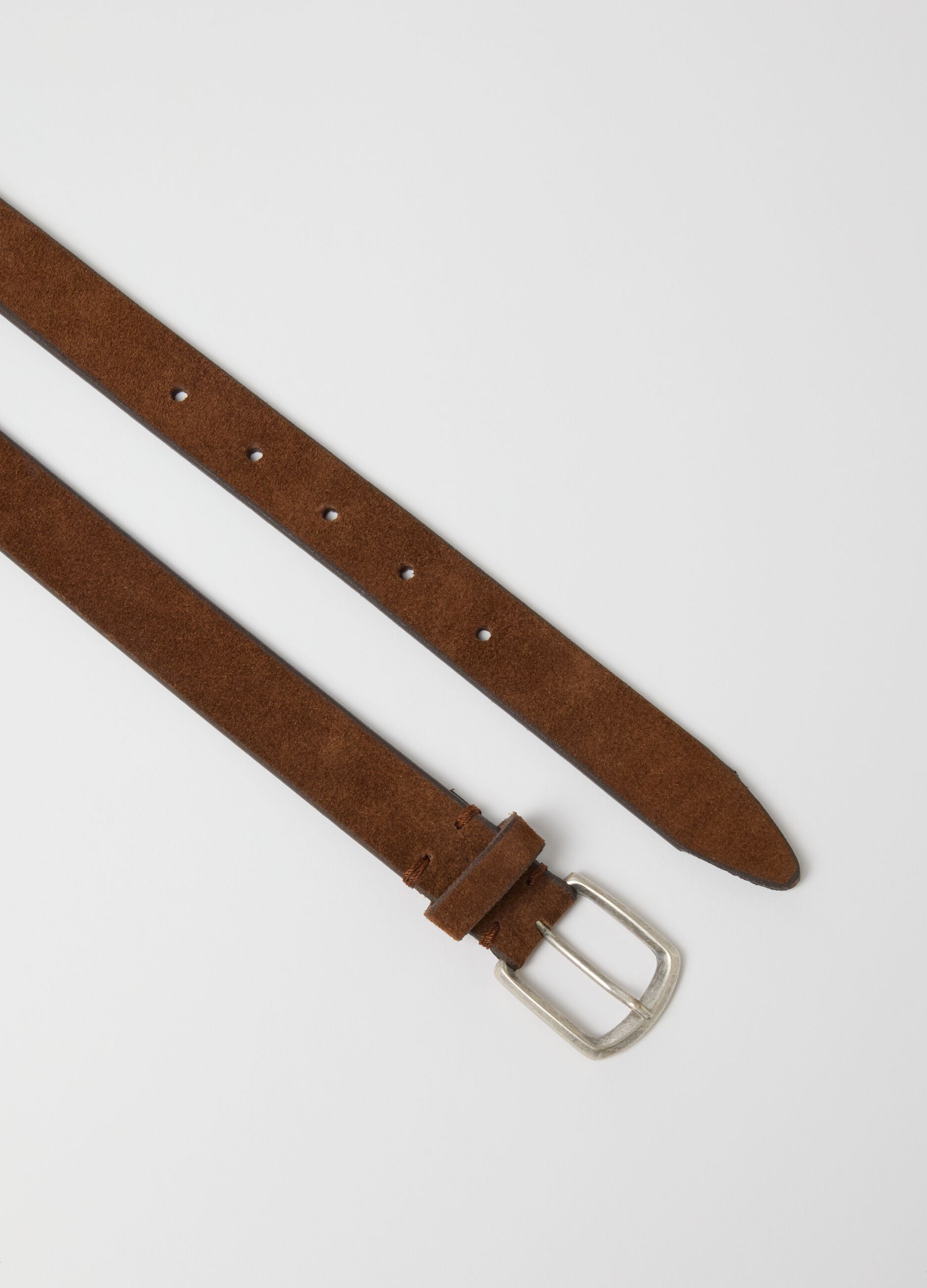 Brown Genuine Leather Belt with Metal Buckle