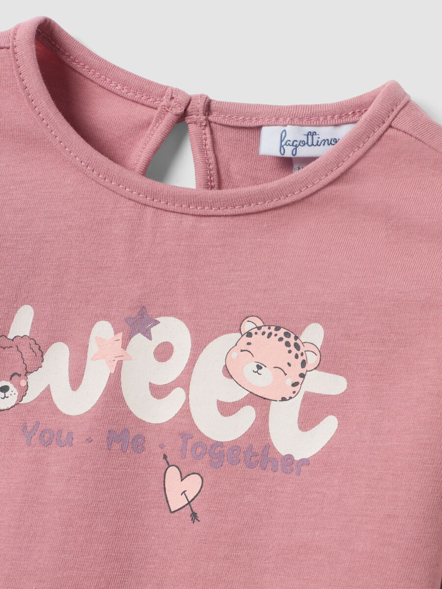 Pink organic cotton long-sleeve printed T-shirt for baby girls_2