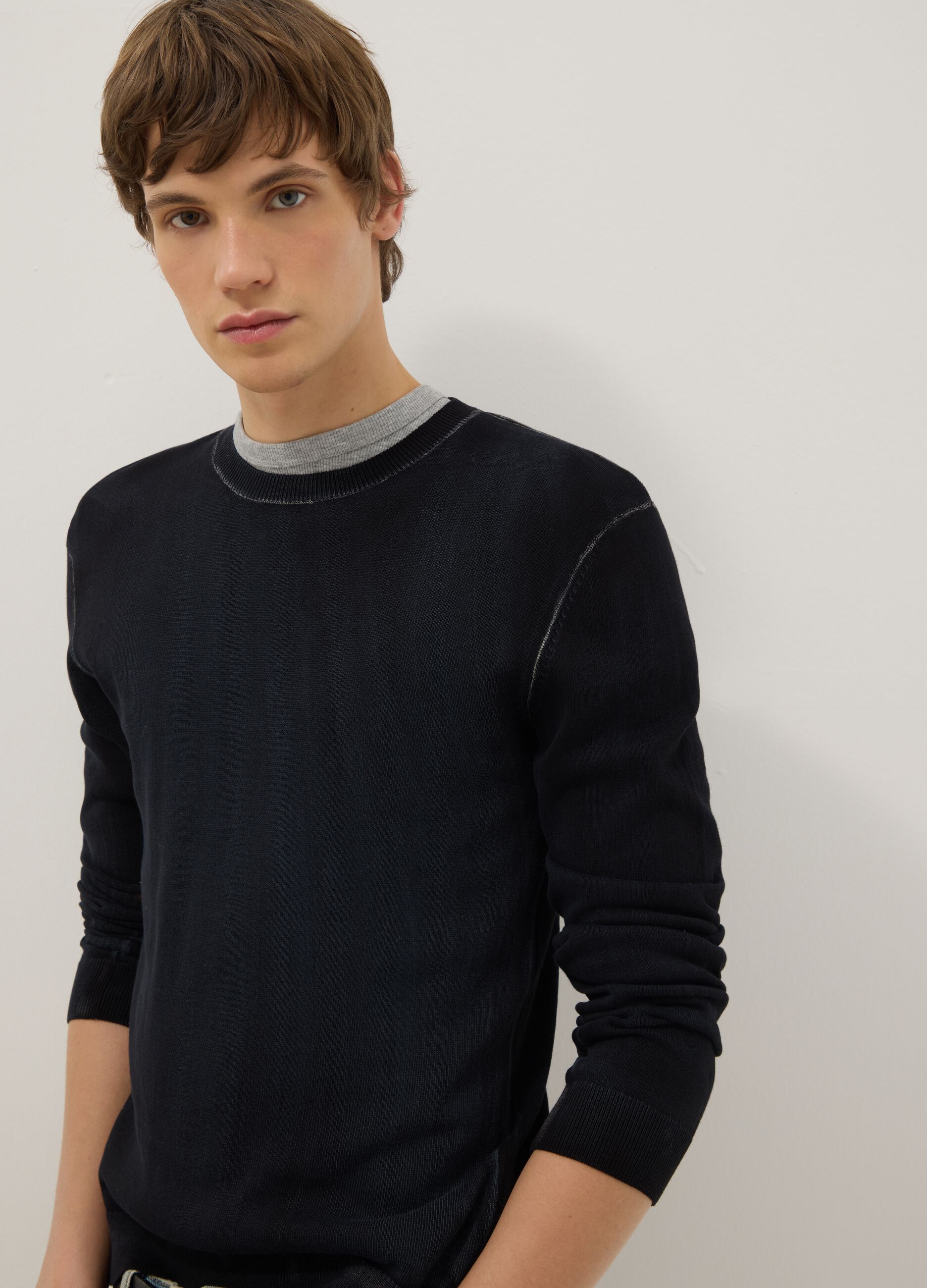 Black Slim Fit Pure Cotton Sweater