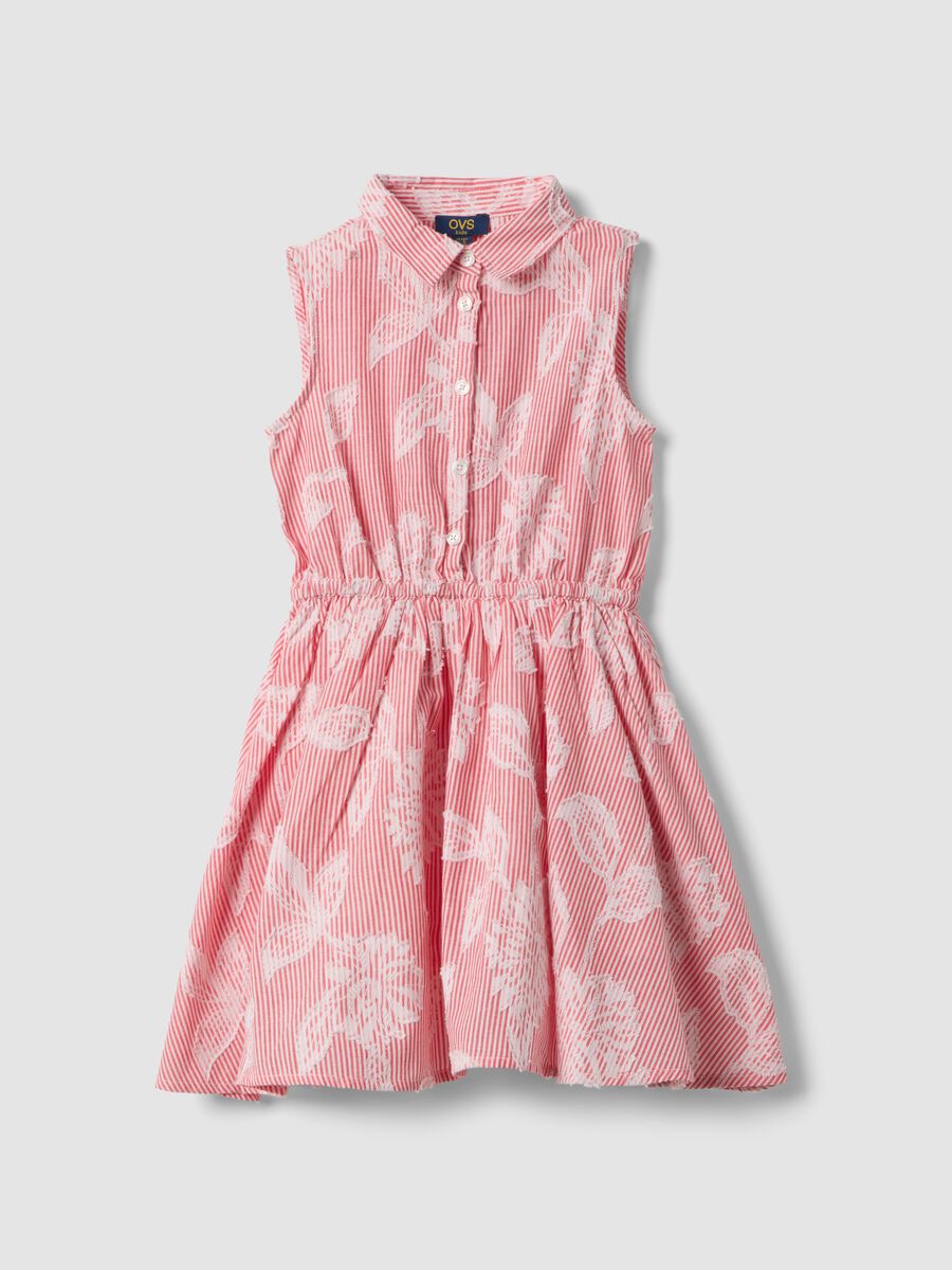 Girls&rsquo; pure cotton pink striped dress_0