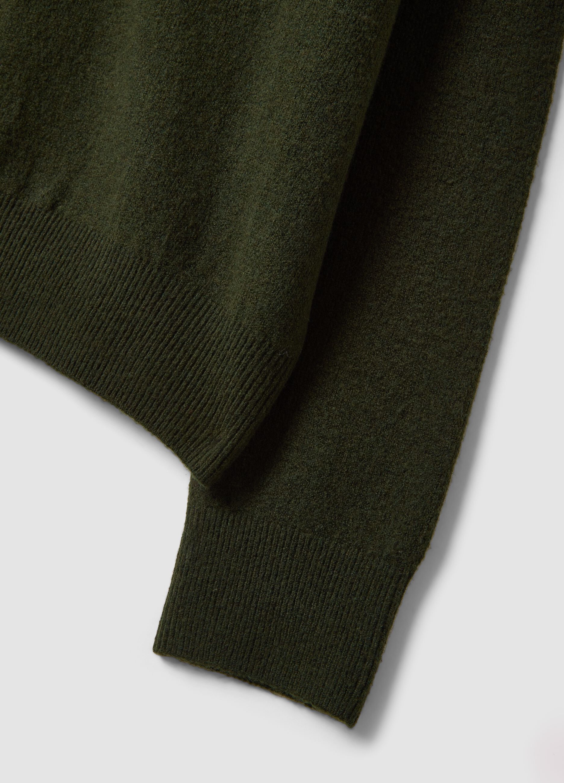 Green stretch wool crew-neck jumper