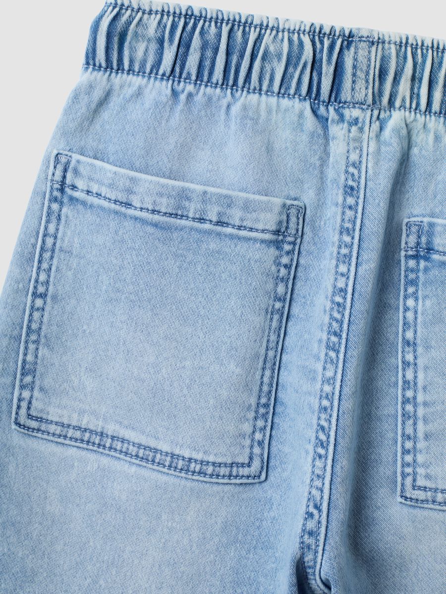 Light blue denim jogger trousers in stretch cotton for boys, relaxed fit_3