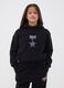Black cotton-blend hoodie for girls, regular fit_1