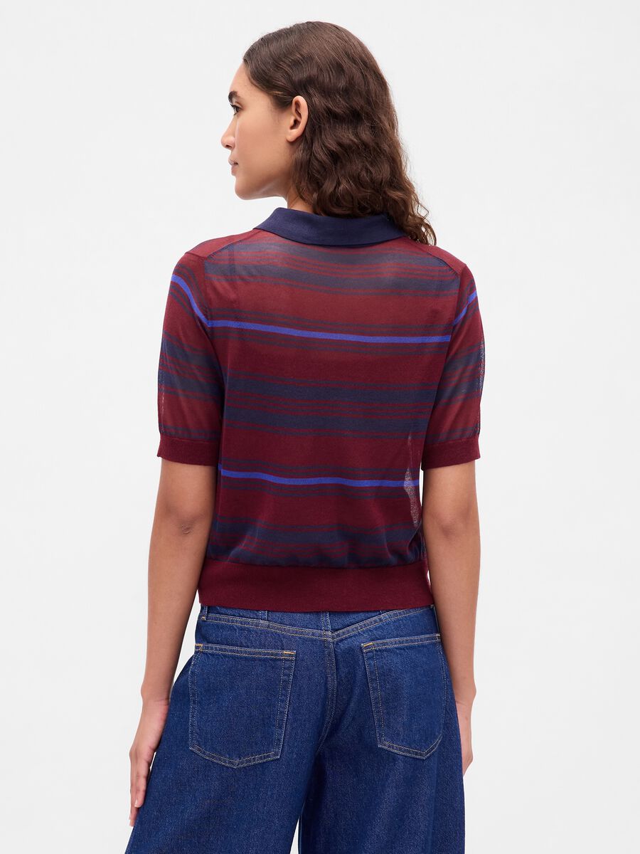 Short sleeve red knit polo shirt_1