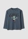 Grey oversized pure cotton T-shirt with skate print for boys_0