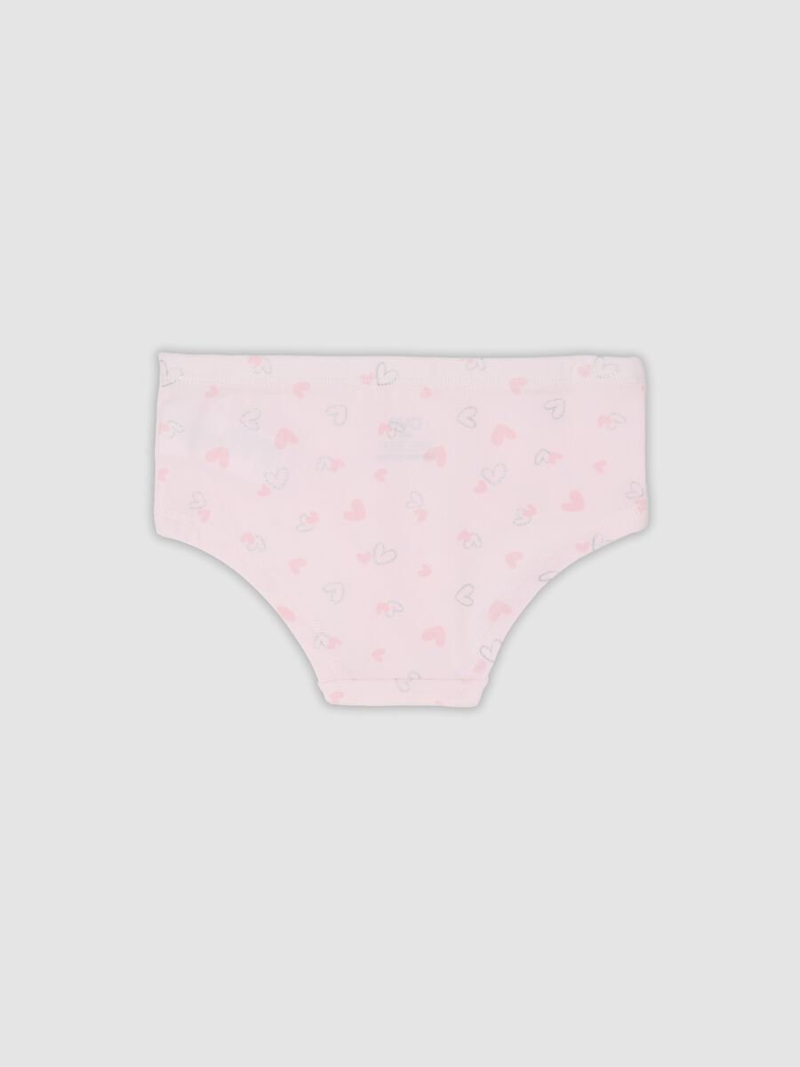 Pink stretch organic cotton briefs with hearts for girls_1