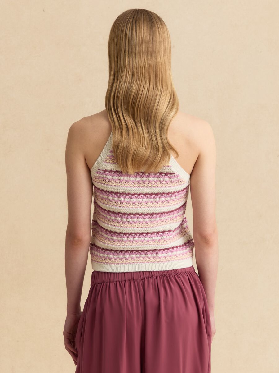 Multicolour fitted cotton-blend tank top_3
