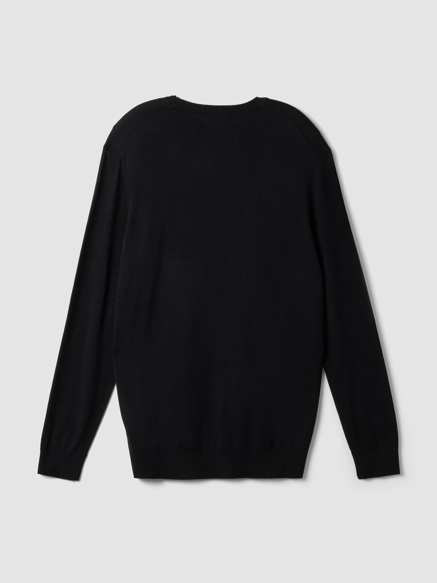 Black crew-neck viscose-blend jumper, regular fit_6