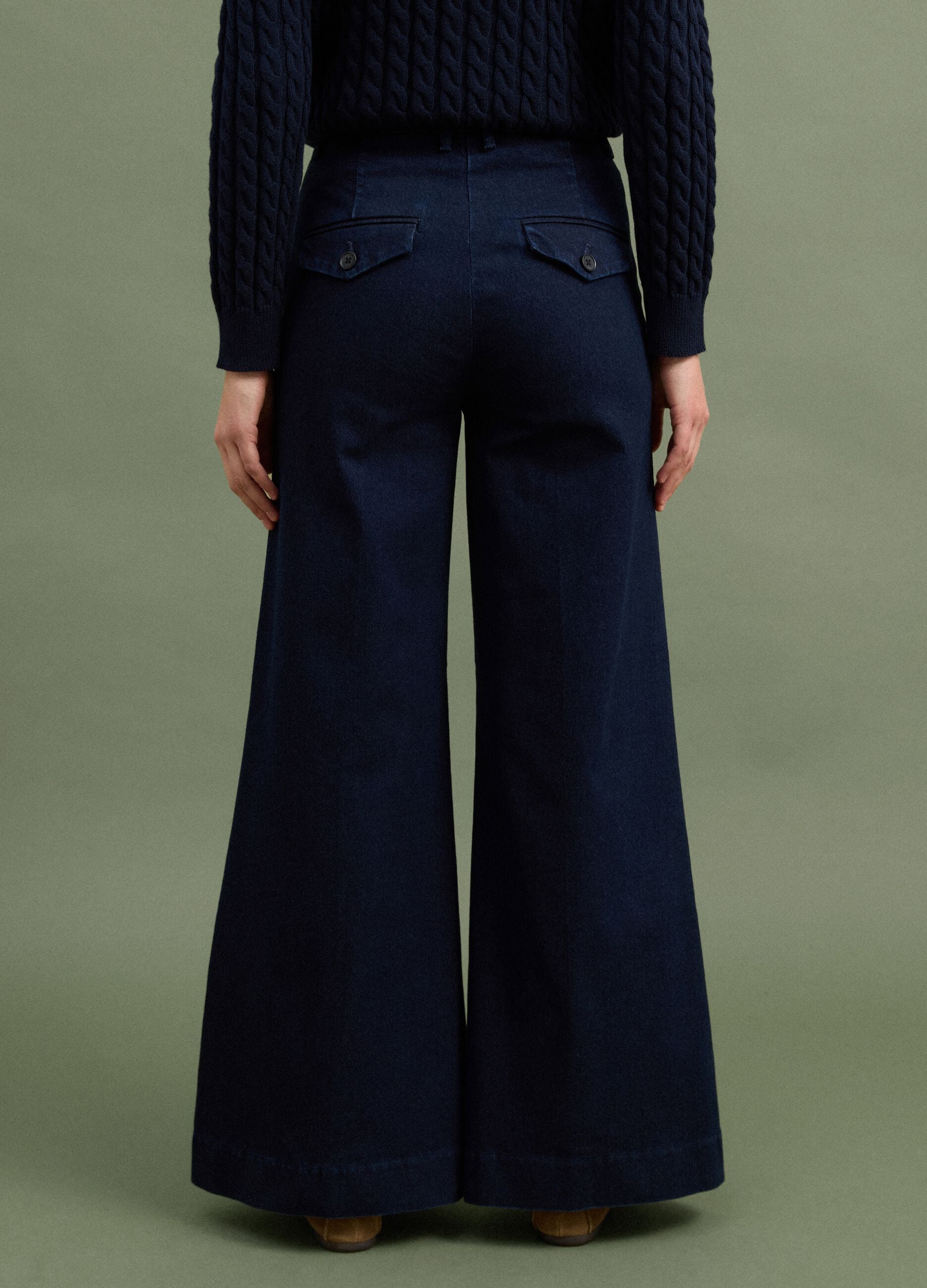 Blue wide-leg stretch cotton jeans