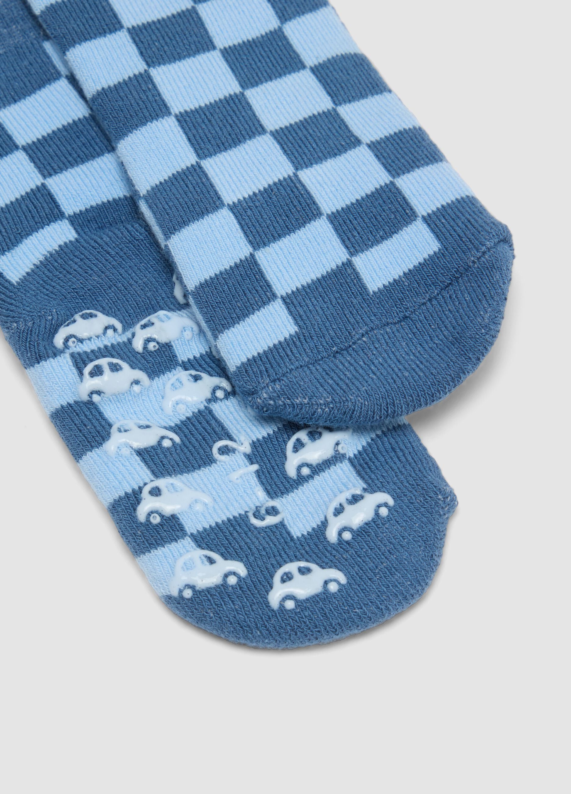 2-pack of blue anti-slip organic cotton blend socks for baby