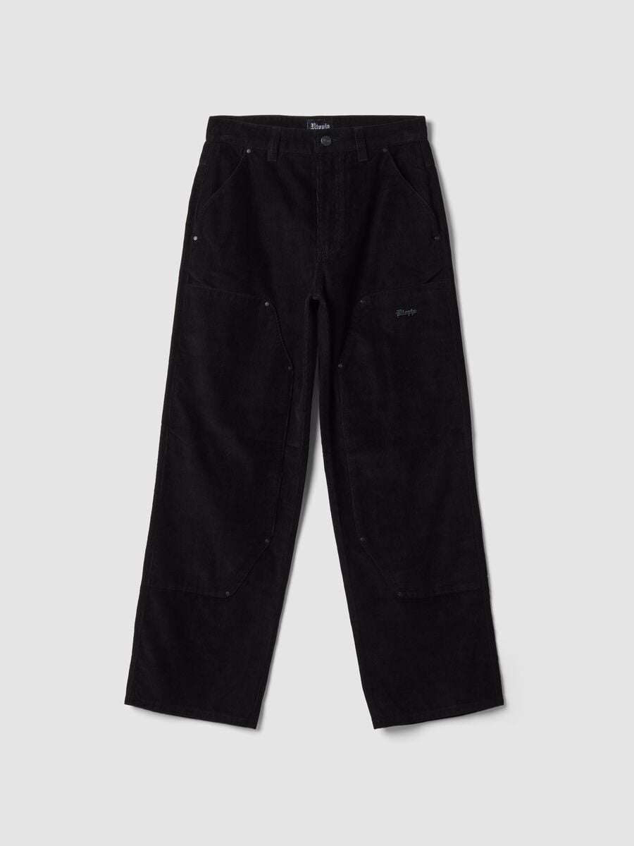 Black Corduroy Carpenter Trousers_0