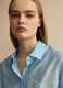Regular fit blue lyocell blend shirt with floral embroidery_0