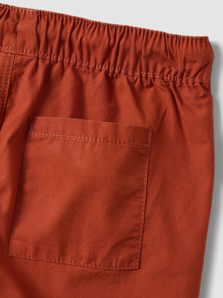 Shorts in puro cotone arancione da bimbo regular fit con coulisse_3