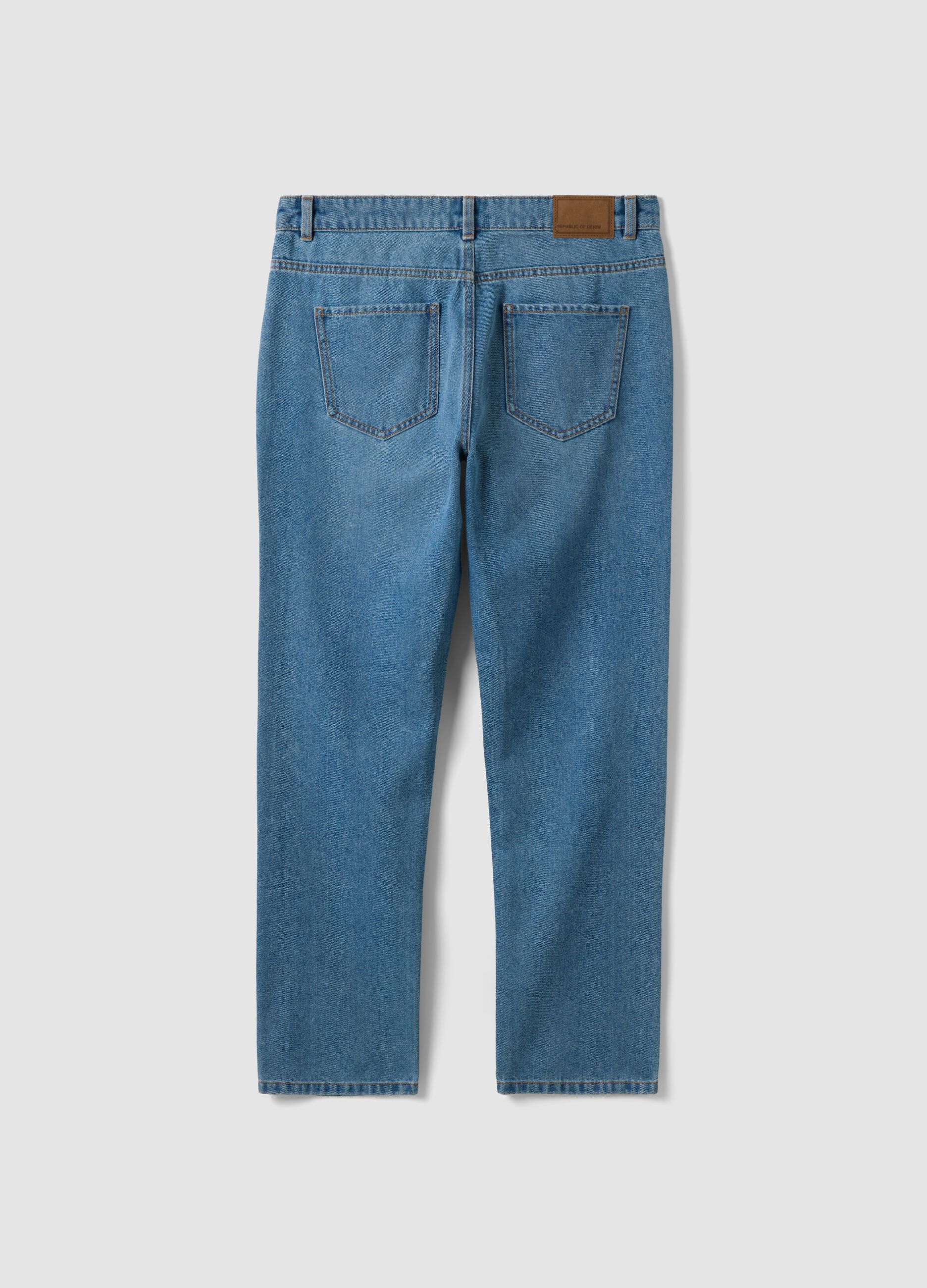 Light Blue Denim Jeans in Cotton-Viscose Blend, Regular Fit