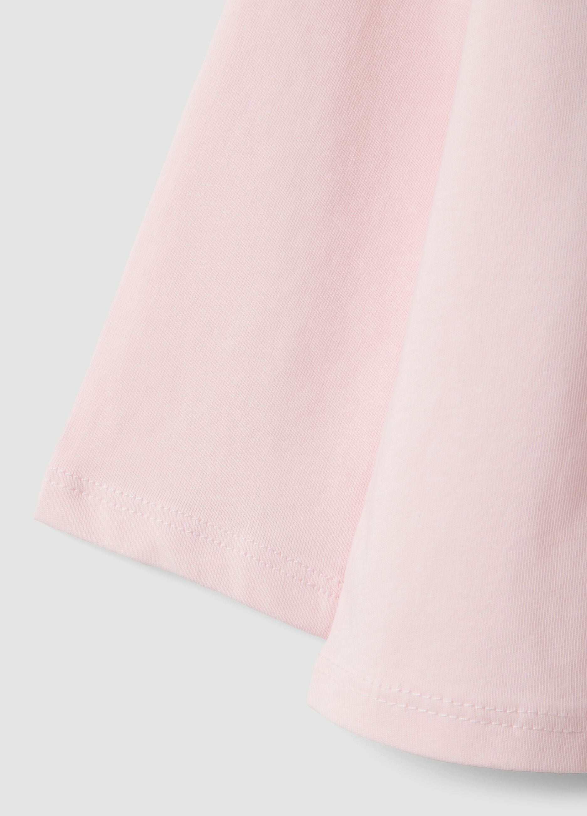 Pink organic cotton T-shirt with teddy bear print for baby girl