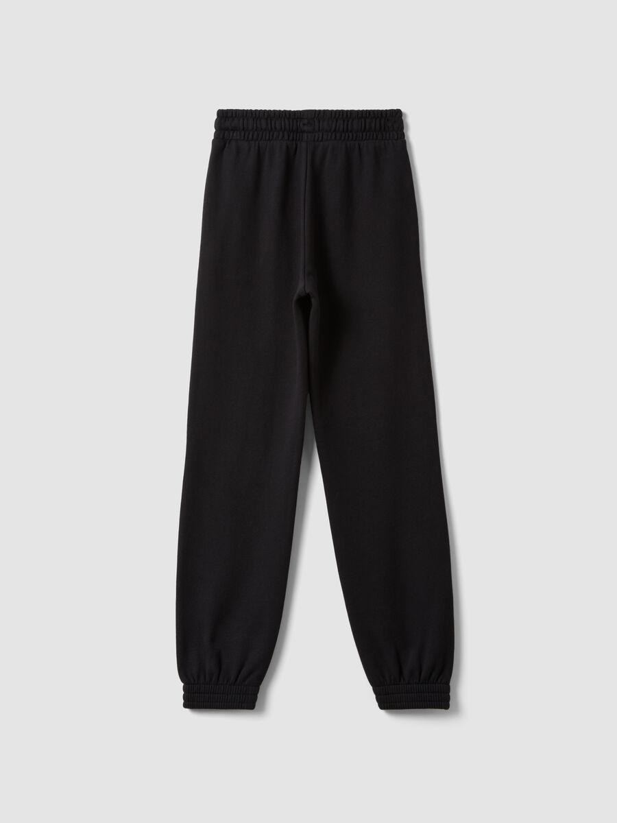 Pantaloni jogger neri in puro cotone organico regular fit per ragazza_1