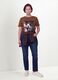 Brown pure cotton T-shirt with floral print, regular fit_1