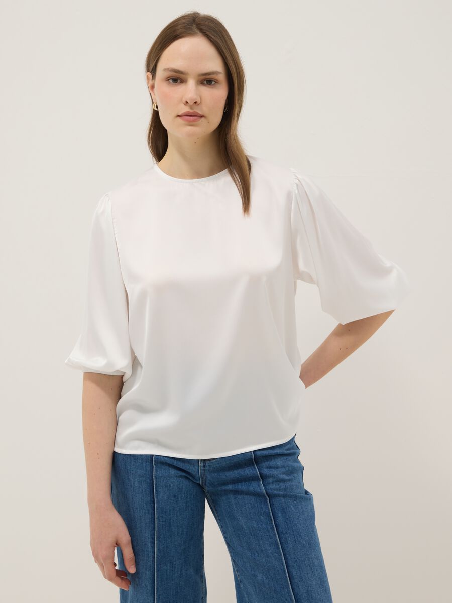 Maglia bianca a maniche ampie regular fit_0