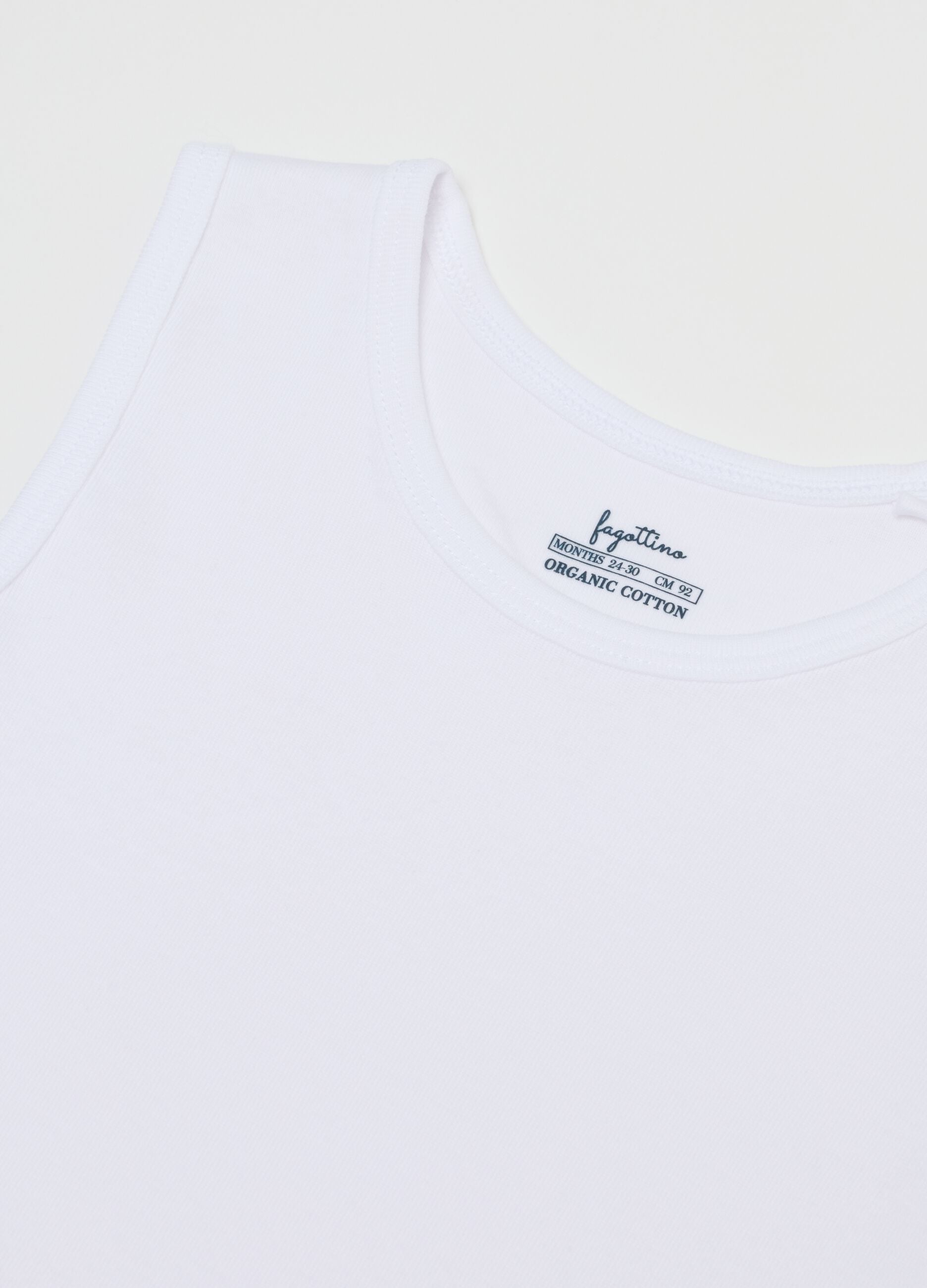 Baby's white cotton tank top tripack