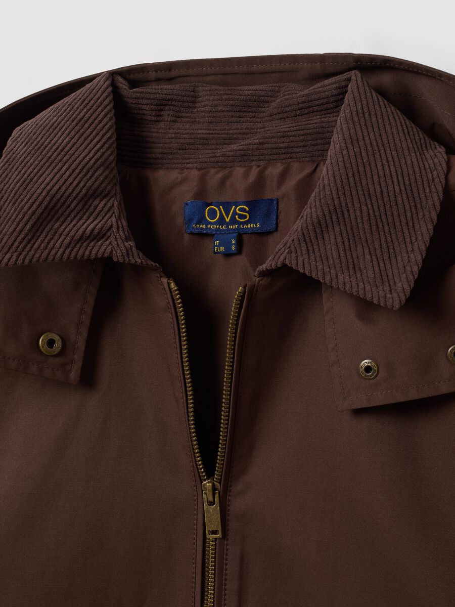 Brown cotton-blend parka jacket with hood and ribbed collar_6